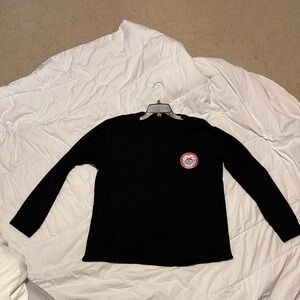 Black Long Sleeve Shirt with Red and White Logo